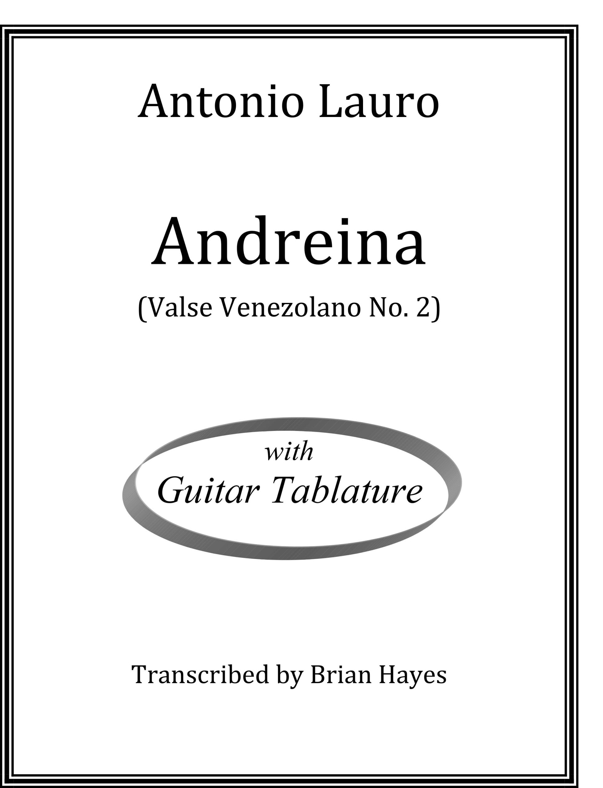 Antonio Lauro, Andreina - Guitar Tablature